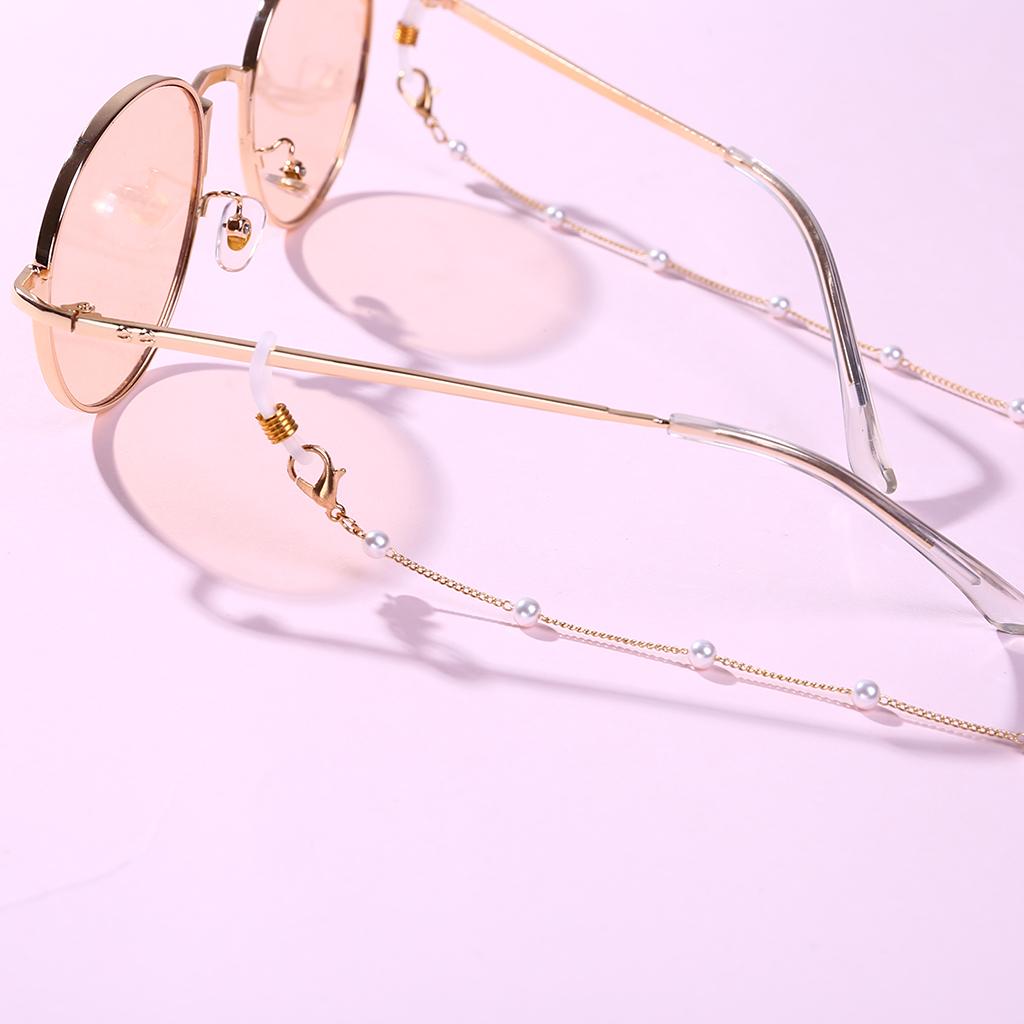 Simple Lady Pearls Sunglasses Chain Hanging Neck Anti-falling Eyeglass Cord Necklace