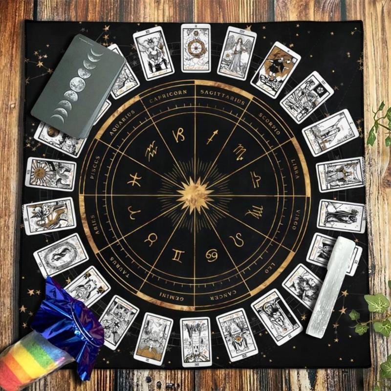Square Flannelette Tarot Altar Cloth Board Game Pad Astrological Oracles Pad Table Cover Card Mat Divinations Tablecloth