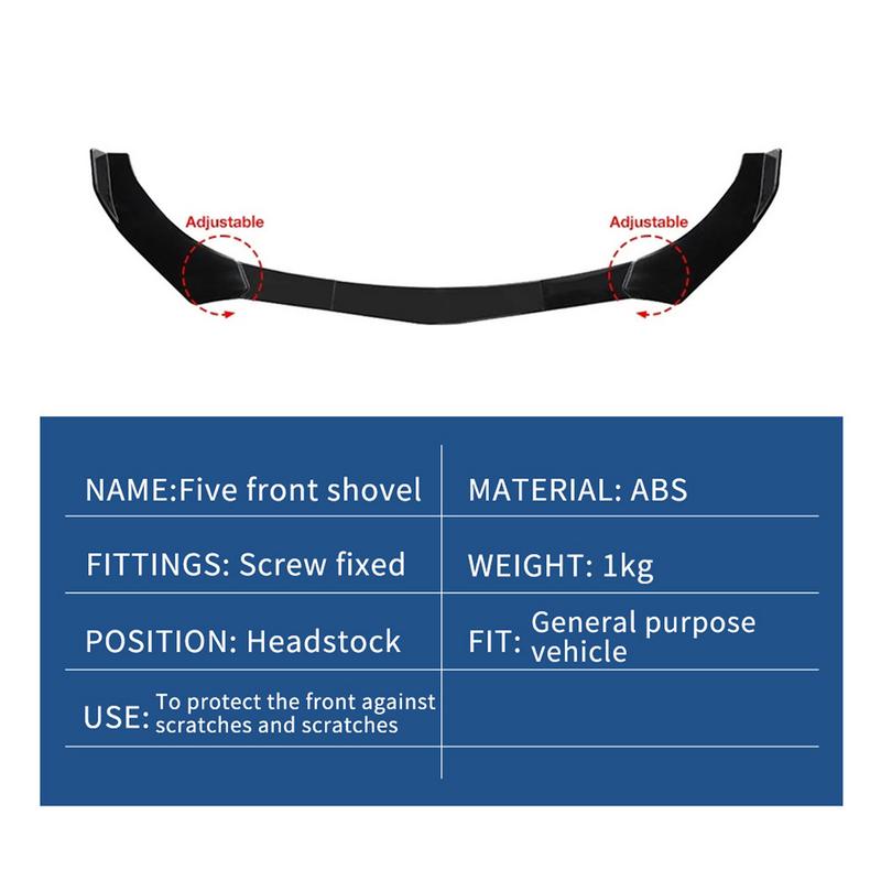Black Front Bumper Lip Waterproof Multipurpose Front Bumper Lip Automobile Black Front Splitter Front Chin Lip Spoiler For Most