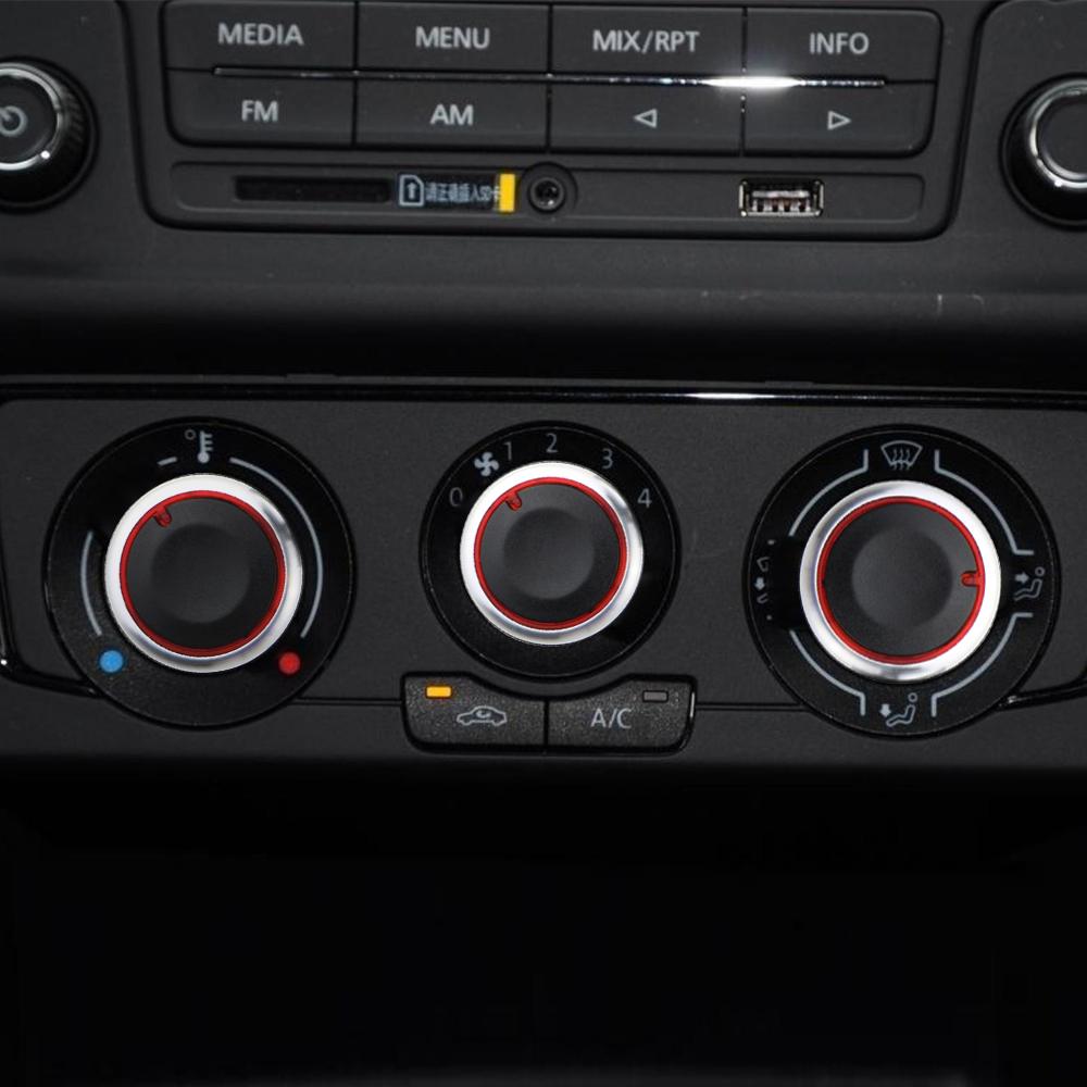 3 stk Bil AC-knapp Bil Klimaanlegg Varme Kontrollbryterknapp for Volkswagen VW Polo 2014 Aluminiumslegering Tilbehør
