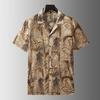Dibinze Men's Plus Size Cuban Collar Floral Short Sleeve Shirt