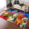 Sesame Street Elmo Black Background Logo Cartoon Print Anti-slip Area Rug Living Room Bedroom Decor Floor Mat For Cartoon Fans