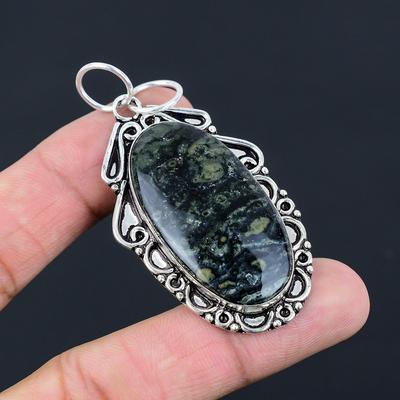 Anniversary Gift For Her Natural Kambaba Jasper Gemstone Pendant 925 Silver
