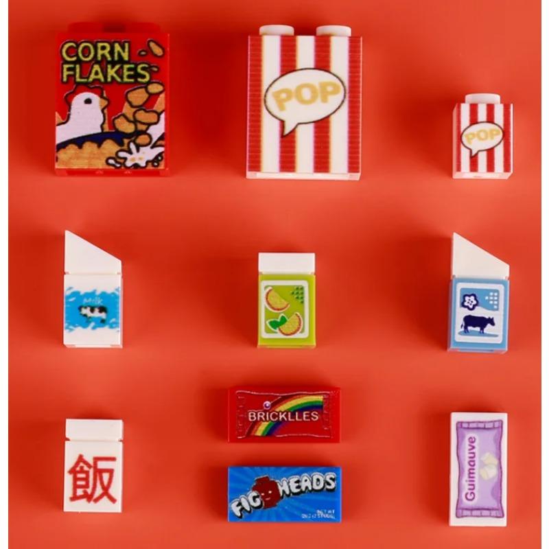 

MOC Городские строительные блоки Игрушка Аксессуары для еды Мини-кирпич Гриб Рыба Яблоко Хот-дог Торт Пицца Куриная ножка Коробка для мороженого K031