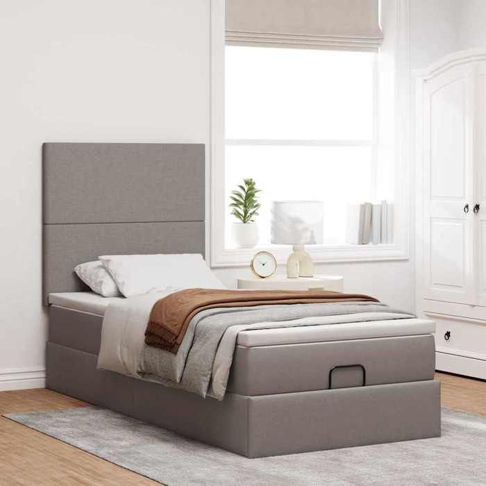 Maison Exclusive - Lit ottoman avec matelas taupe 90x200 cm tissu