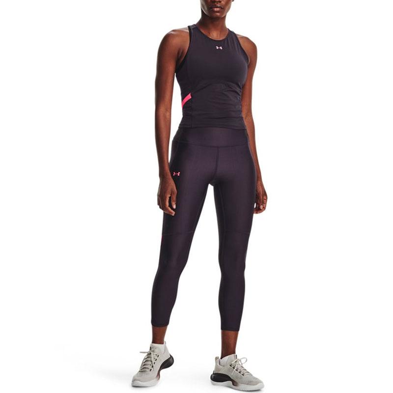 Under Armour Ankle Leg Shine Training Tight Color Block Fitness Pants Women pants Purple 1373938-541