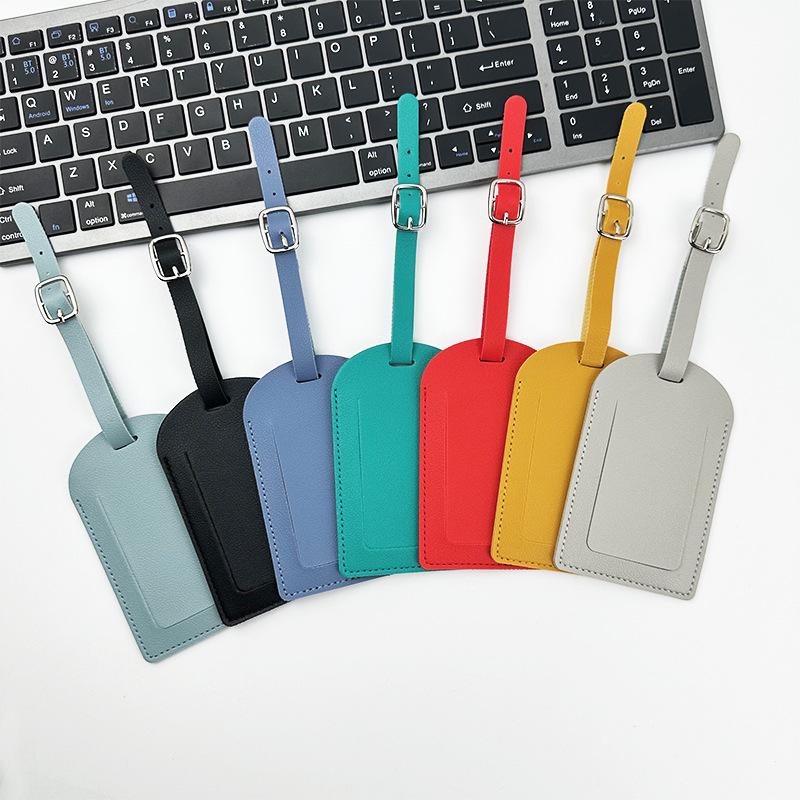Customizable Soft PU Leather Luggage Tag with Logo and Travel Info Slot