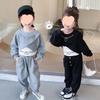 Spring Autumn Baby Girls Plain Waffle Crop Sweatshirt+Sweatpant+Alphabet Tee Tops Sets Kids Tracksuit Child 3PCS Outfit 1-12 Yrs