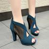 Fashion New Summer Women's High Heels Fashionable Zipper Thick Heels Hot Selling Solid Color Elegant Women's High Heels Pumps