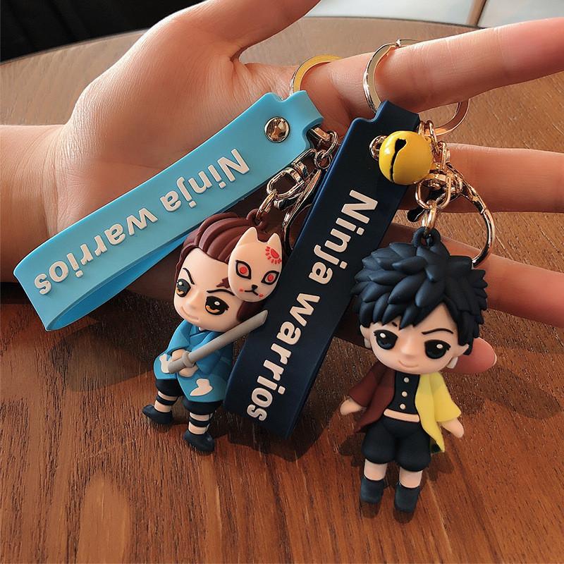 Adorable Demon Slayer Anime Figurine Metal Keychain Cute Car Key Accessory