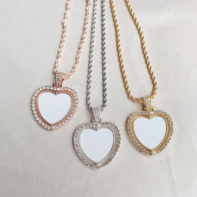 Collier Double Face Rotatif en Strass Creux avec Impression Personnalisée