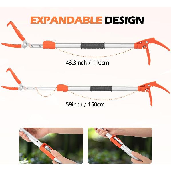 Kalkal 60" Snake Grabber Tool, Professional Aluminum Alloy Telescopic Rattle Snake Tongs, Reptile Grabber Snake Catcher Wide Jaw Pick-up Handling