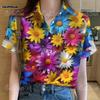 2568 Hawaiian Flower Women's Shirt Colorful Flower Holiday Short Sleeve Top Comfortable Fabric Colorful