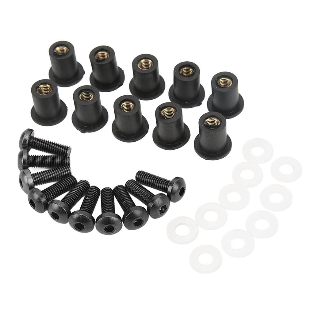 M5 Motorcycle Windshield Bolts Nuts Gaskets Set Aluminum Alloy Rubber Replacement for Suzuki Black