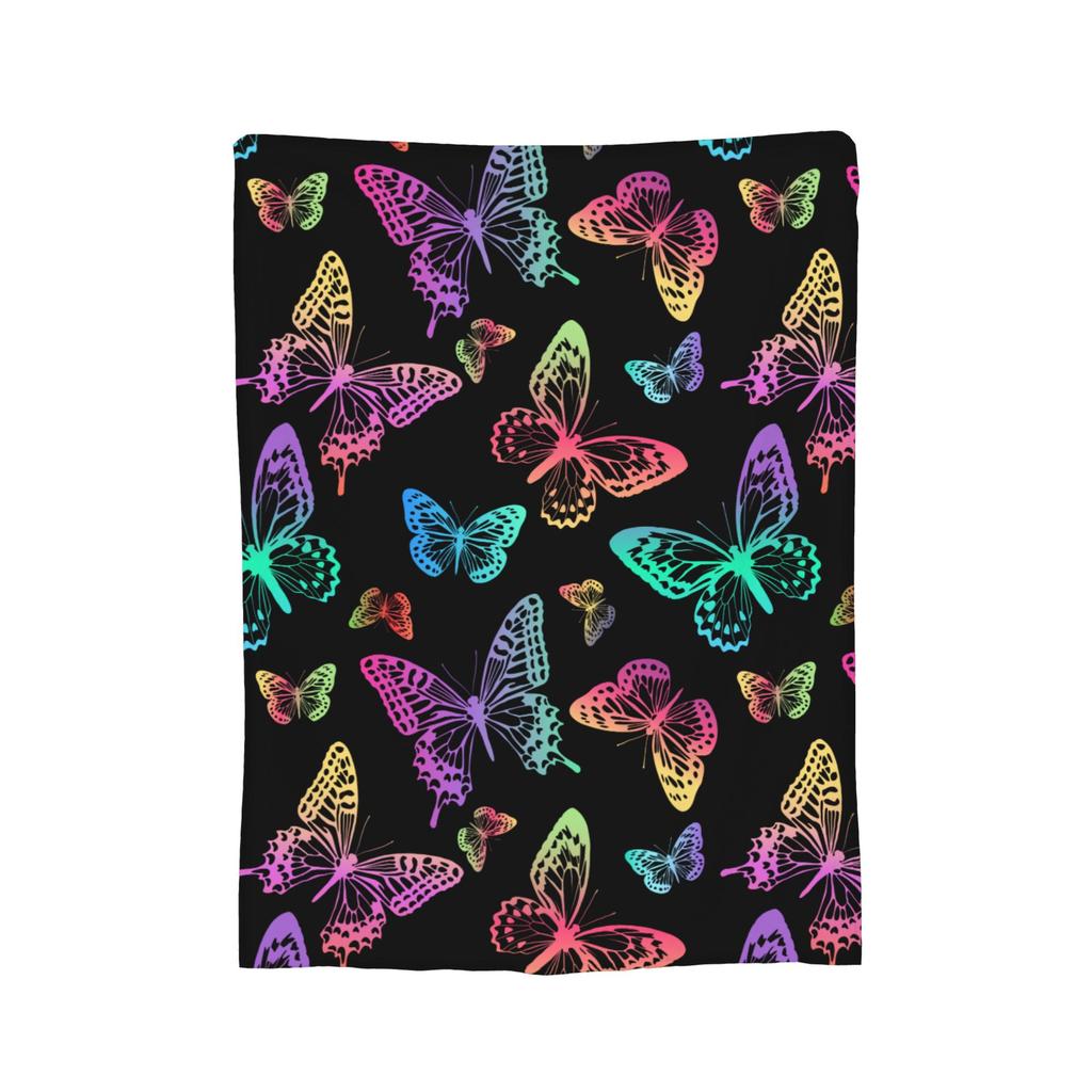 Colorful Butterfly Pattern Blankets Fleece  Winter  Breathable Warm Throw Blankets for Home Bedroom Bedding Throws