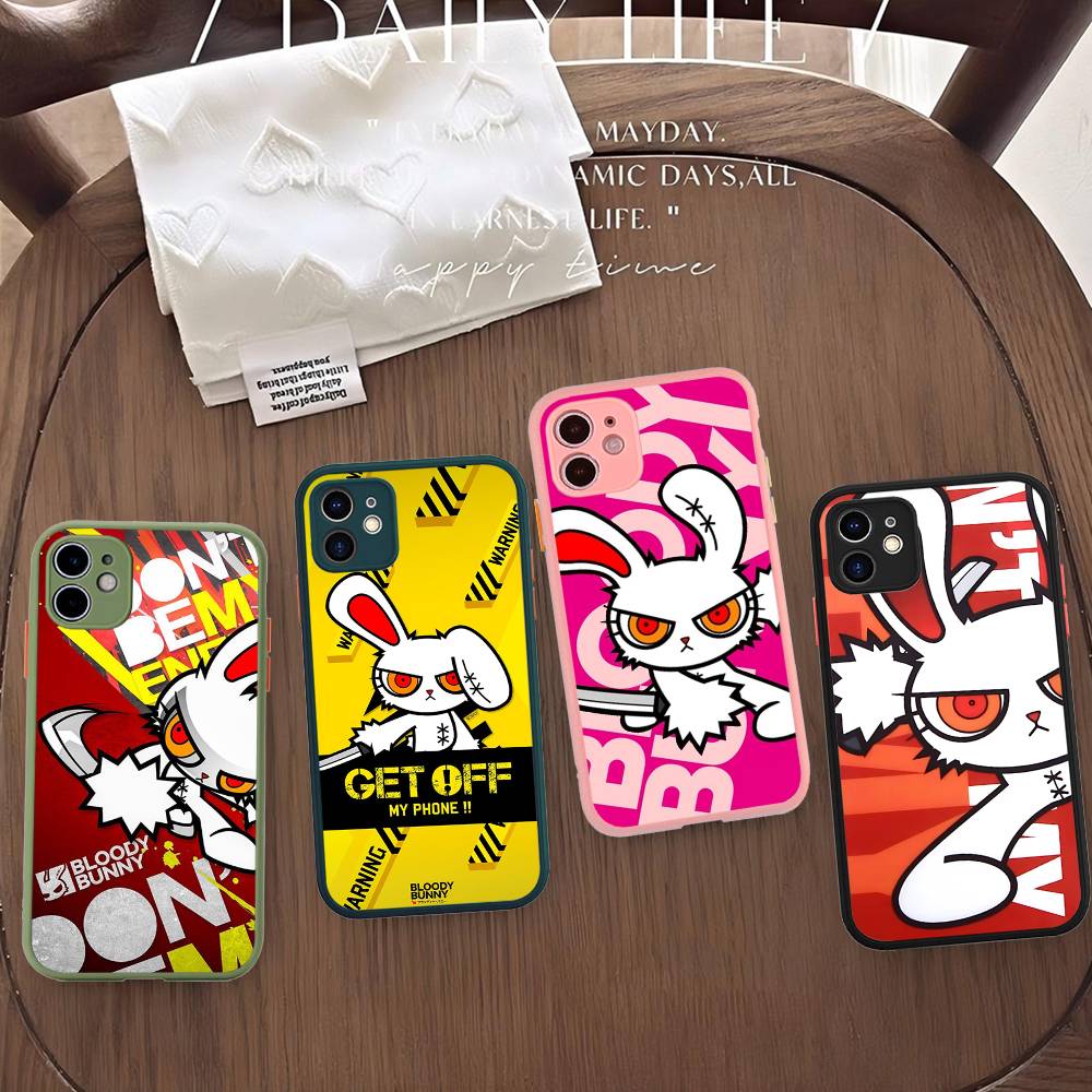 Anime B-Bloody Bunny For IPhone 16 15 14 Plus 13 12 11 Pro Max X XS MAX Translucent Matte Shockproof Cover
