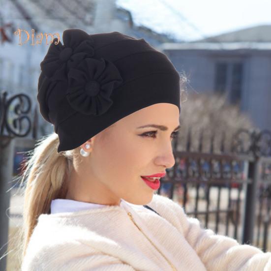 Soft Elastic Linen Blend Head Wrap Hat 