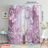 2 Pcs 2D Butterfly & Pink Daisy Sheer Curtains – Spring Party & Holiday Decor for Home