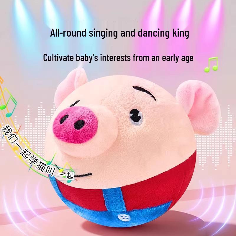 TikTok-inspiriertes springendes Schweinchen-Spielzeug: Beruhigender, singender und lernender Hüpfball für Babys und Kleinkinder.