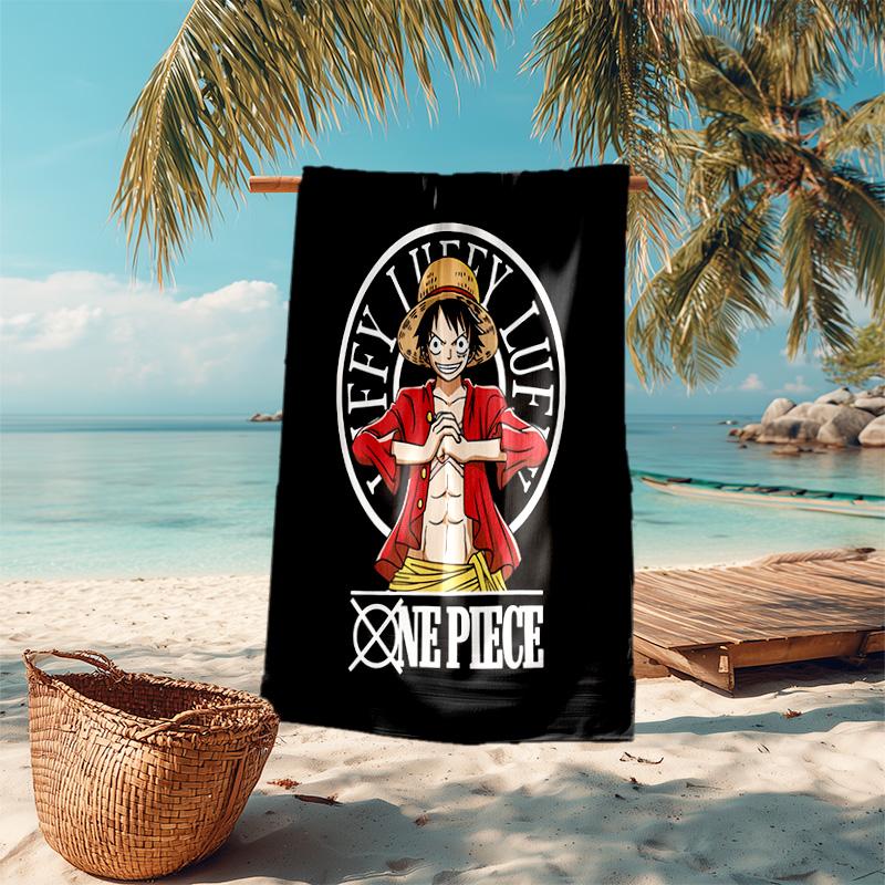 Elemento giapponese classico cartone animato ONE PIECE Monkey D. Asciugamano da spiaggia Luffy campeggio all'aperto vacanza nuoto asciugamano da spiaggia esterno assorbente asciugamano da bagno Y21