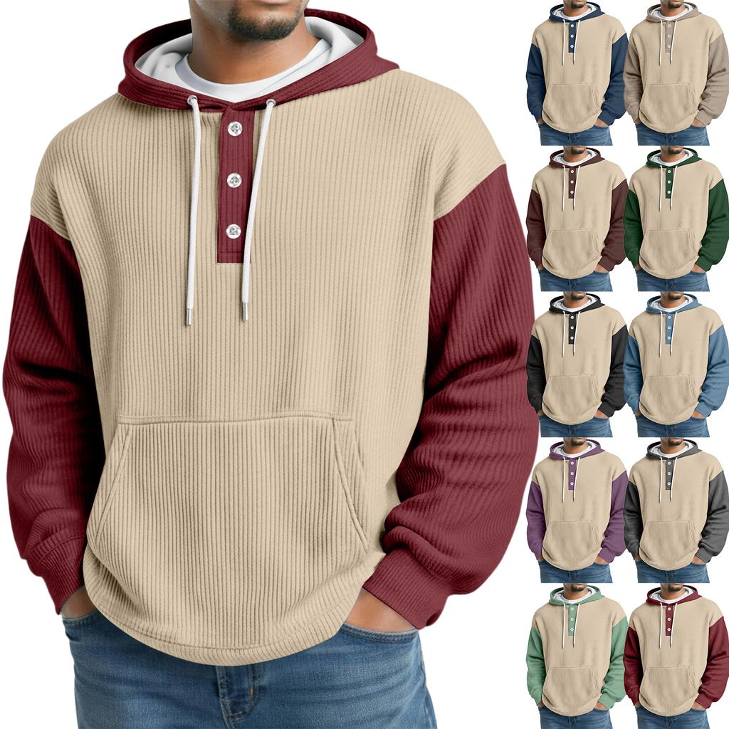 Men's Knit Hooded Sweatshirt Casual Long-Sleeve Sweatshirt