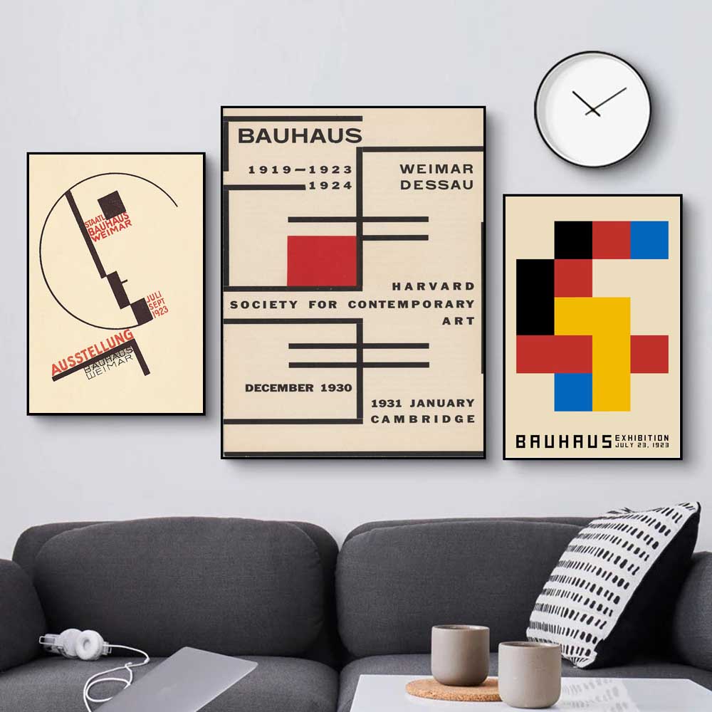 New Abstract Art Geometric Figure Canvas Painting Bauhaus Ausstellung Wall Art Poster Office Living Room Home Decoration Mural No Frame
