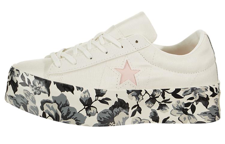 Кеды Converse One Star Platform Ox из парусины Белый/Черный/Розовый Женские 561767C 38