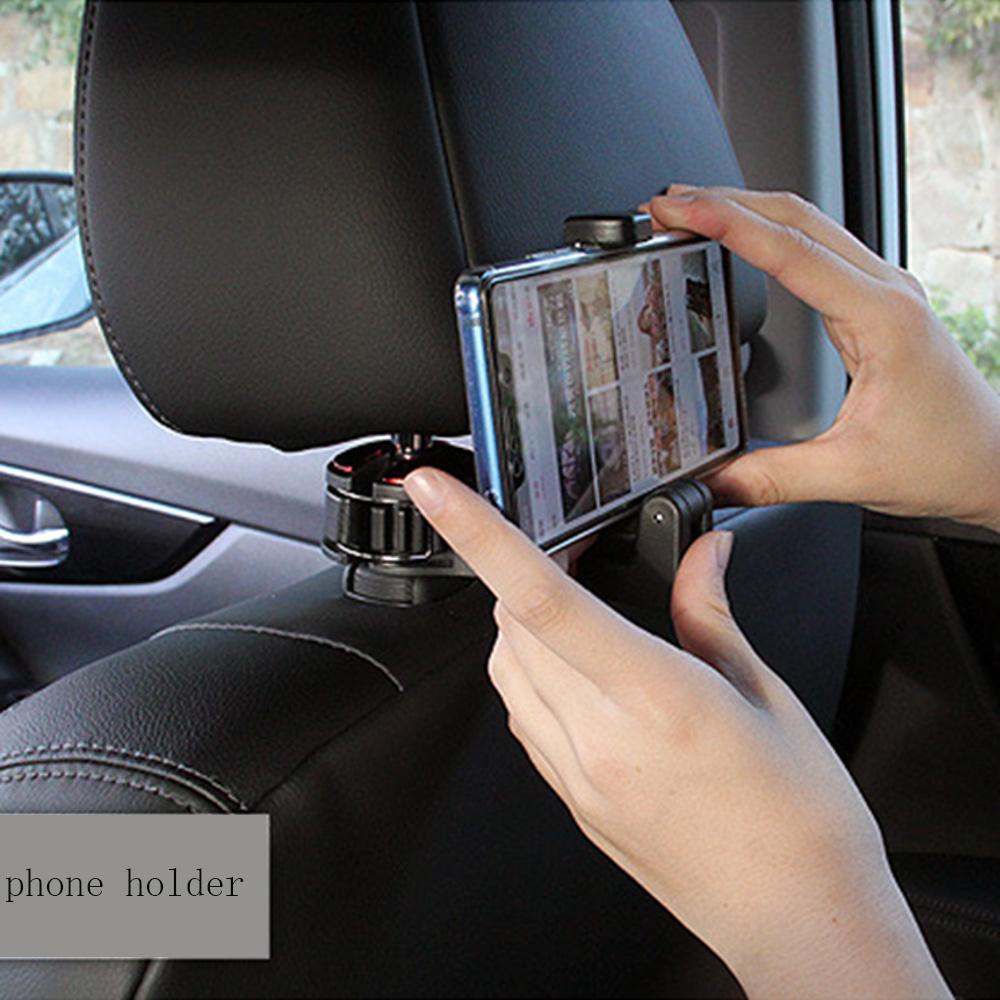 New 2 In 1 Car Headrest Hook Phone Car Holder Car Hanger Portable Seat Back Hanger Storage Hook Phone Holder Auto Fastener Clip