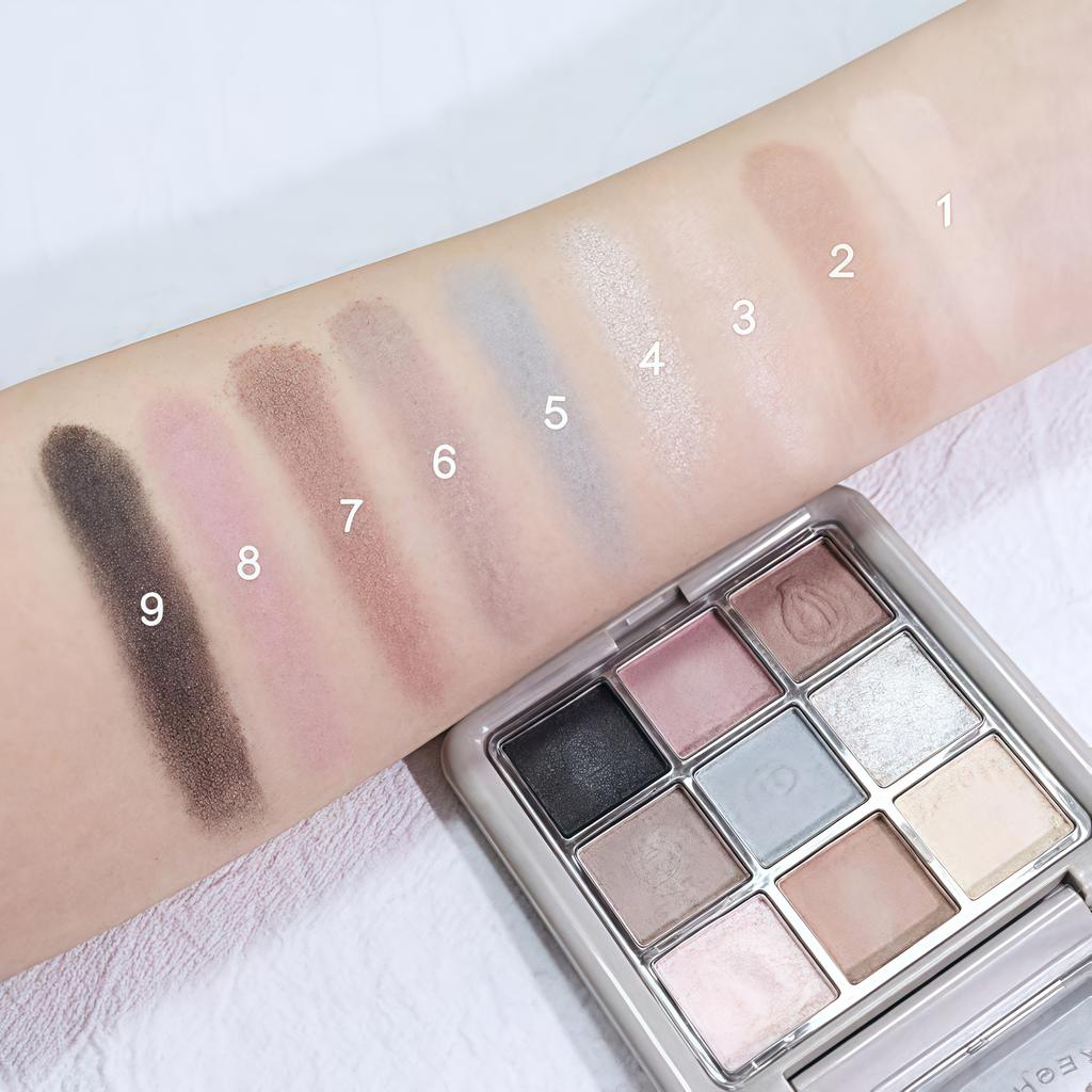 9-Color Eyeshadow Palette  Matte & Shimmer Eyeshadows with Light Purple To Dark Brown Tones, High Mixable Shades for Everyday  Makeup Looks