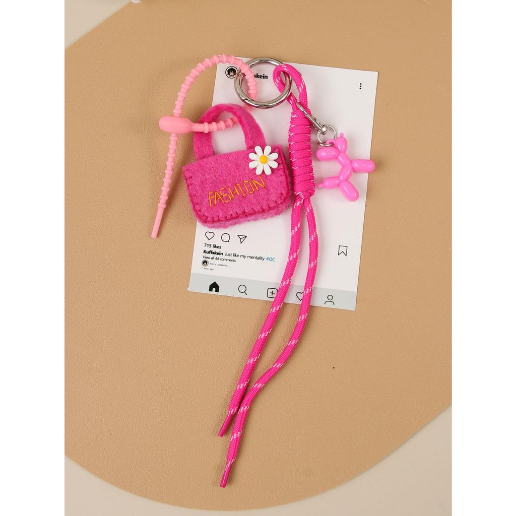 Ins wind wool felt mini bag cute balloon dog braided rope bag pendant versatile keychain car hanging