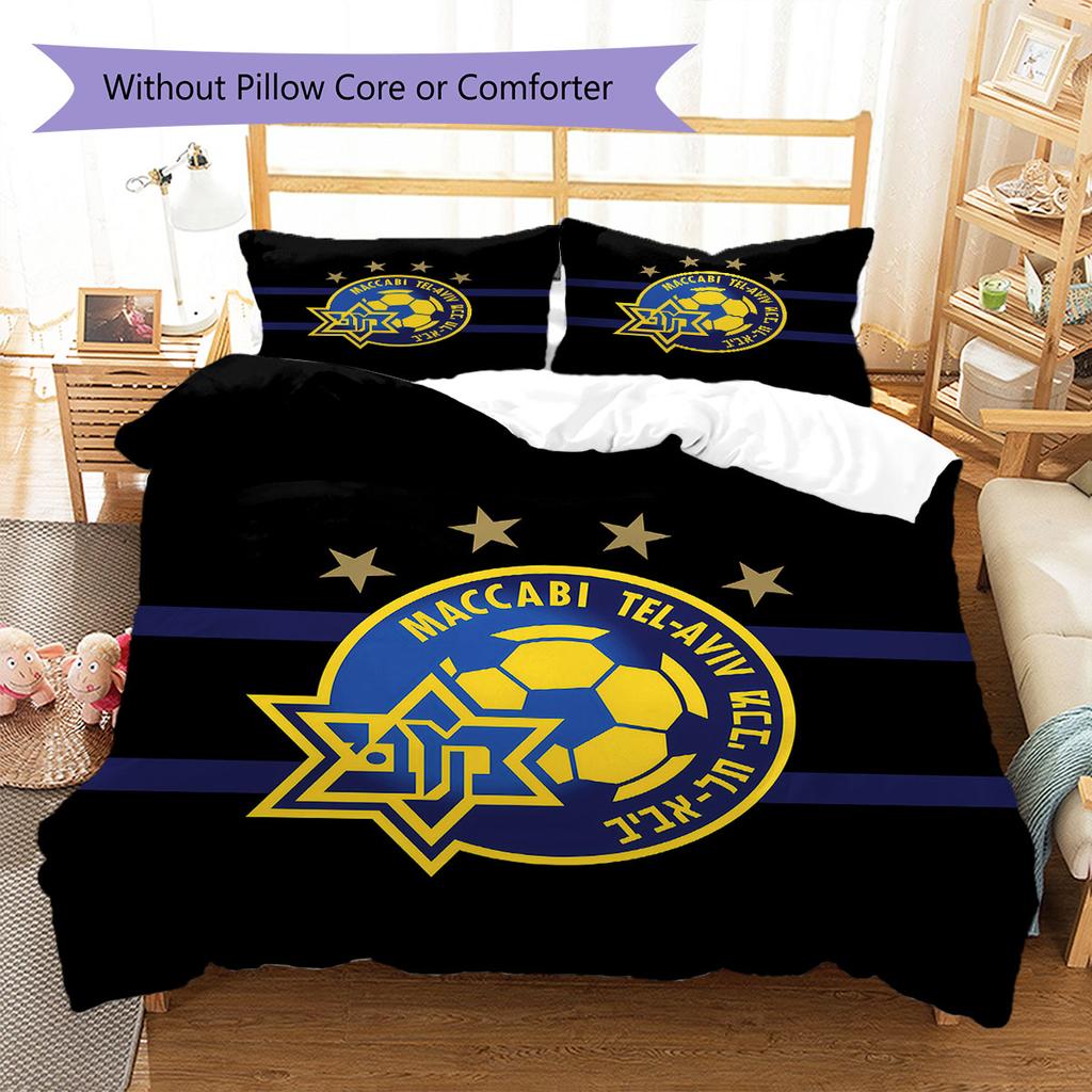 Maccabi Tel Aviv F.C Pattern Bedding,Quilt Set Quilt Cover Pillowcase Home Birthday Gift(1 * duvet cover + 2 * pillowcase, without core)