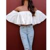 Stylish Summer Off Shoulder Ruffle Hem Loose Fit Top Women Urban Fashion Tee