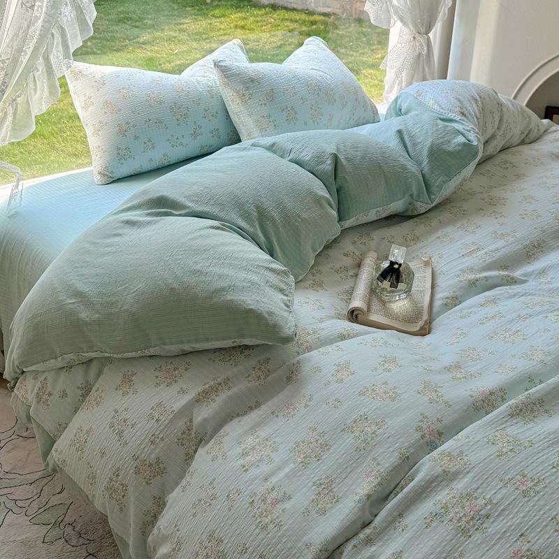 Patru Seturi de Lenjerie de Pat Mică și Proaspătă, Cearșafuri Prietenoase cu Pielea și Respirabile, Fețe de Plapumă, Fețe de Pernă