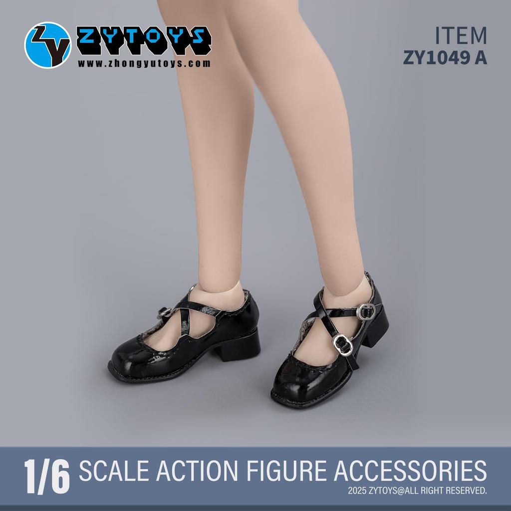 [TOYBARJAPAN] 16 Scale Figure Accessory  Fits TBLeague and other body types: ZYTOYS ZY1049 Round Toe JK Pumps with Cross Design, Schoolgirl Style,