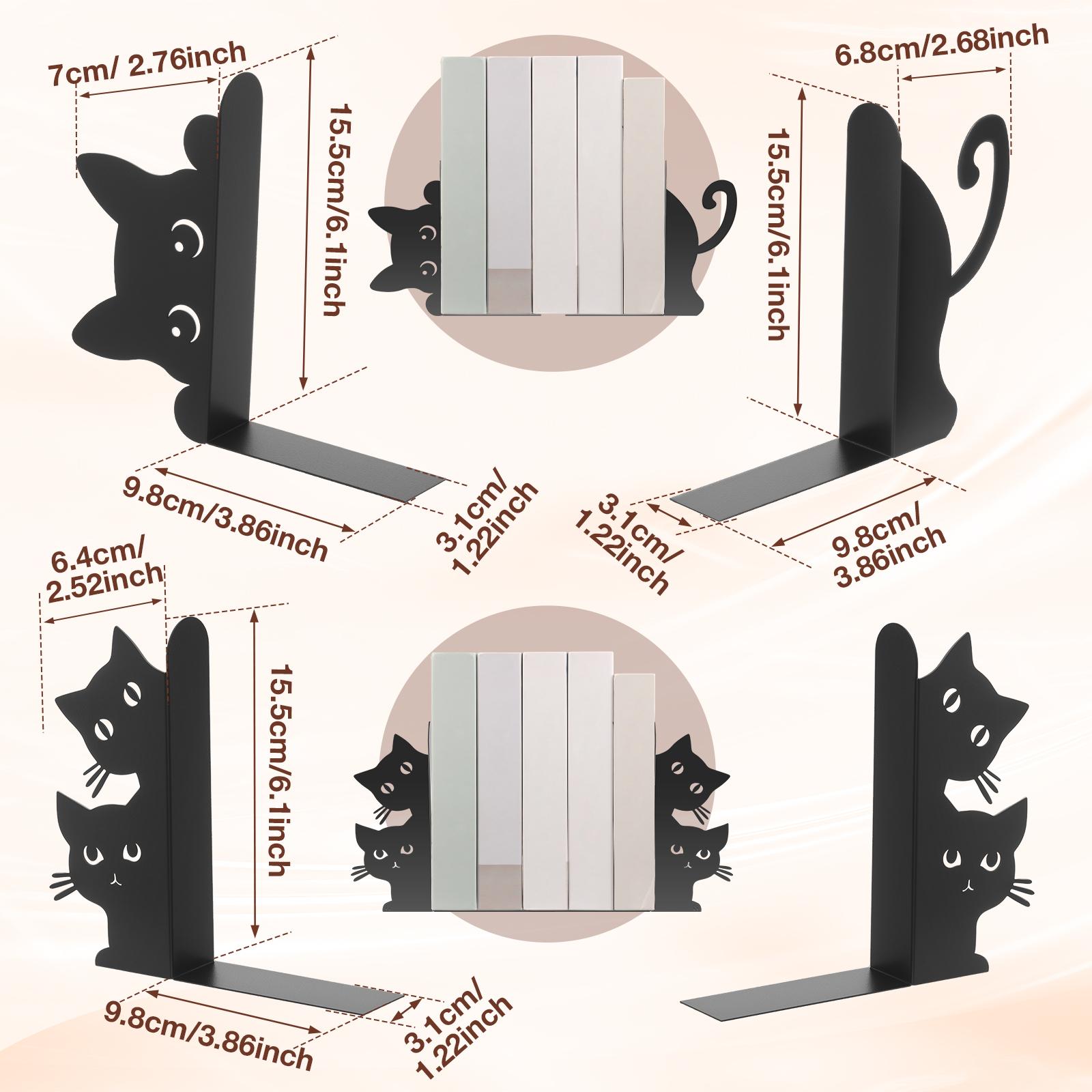 

Peeping Cat Bookend for Shelf Decorative Metal Book End Book Stopper for Office Home Versatile Stable Base Bookshelf Bookends