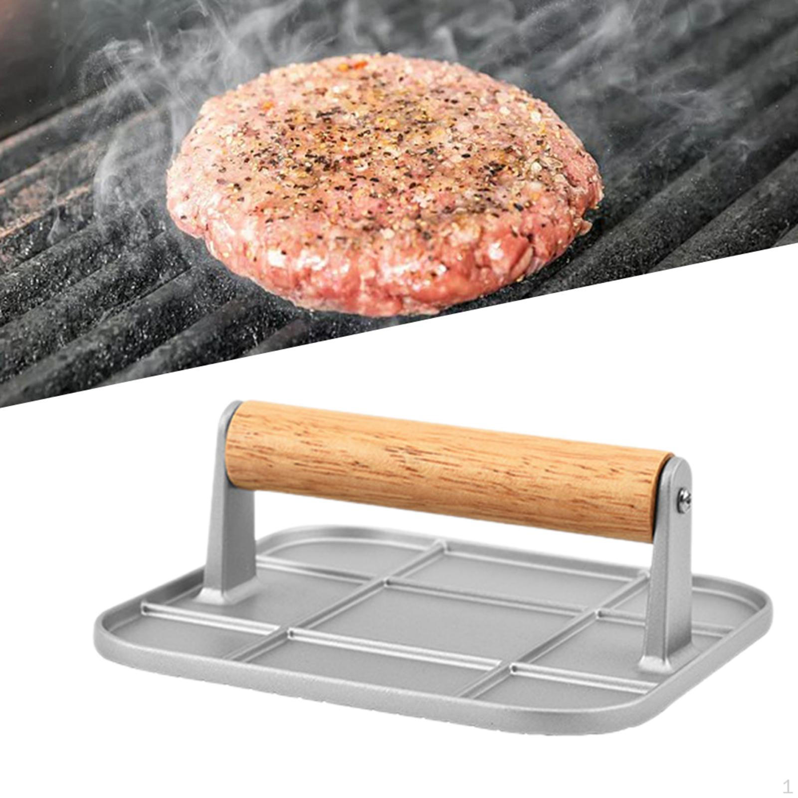 

Пресс для бургеров, решетка для гриля, кухонная утварь с деревянной ручкой, пресс для стейков, для антипригарного покрытия Square