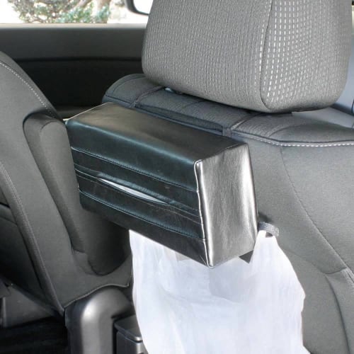 Napolex Tissue Case Sun Visor/Headrest/Armrest Easy Installation Can also hang plastic bags Genuine Leather Style Black Convenient Goods Car Supplies