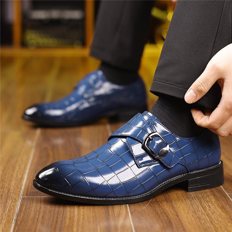 New Monk Strap Loafers For Men's Alligator Pattern Patent Leather Casual Shoes Designer Formal Wedding Dress Homecoming Footwear