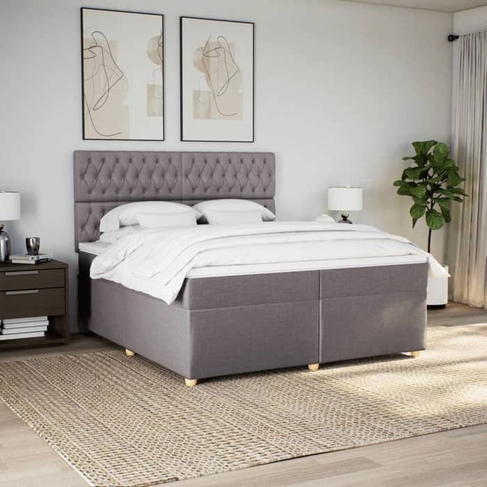 VidaXL Bed Slat Base with Mattress Taupe 200x200 Cm Fabric 3291398