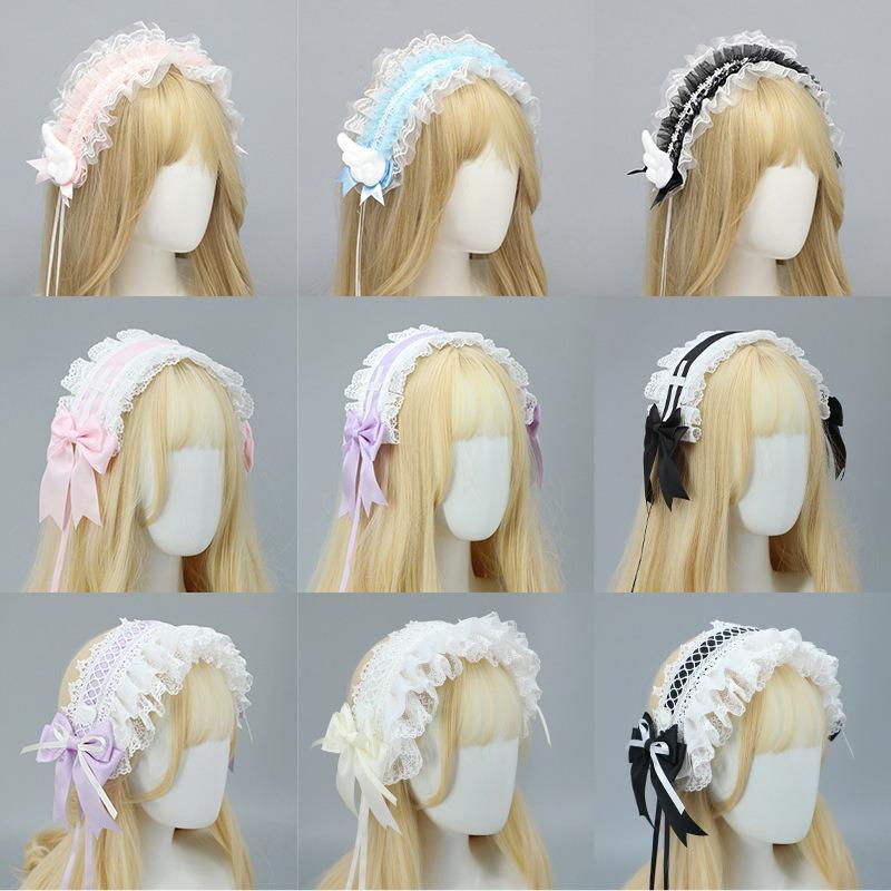 Handmade Bow Lace Headband Japanese Girl Lolita Hairpin Soft Cute Two-dimensional Headgear Cute Sister Hair Accessories