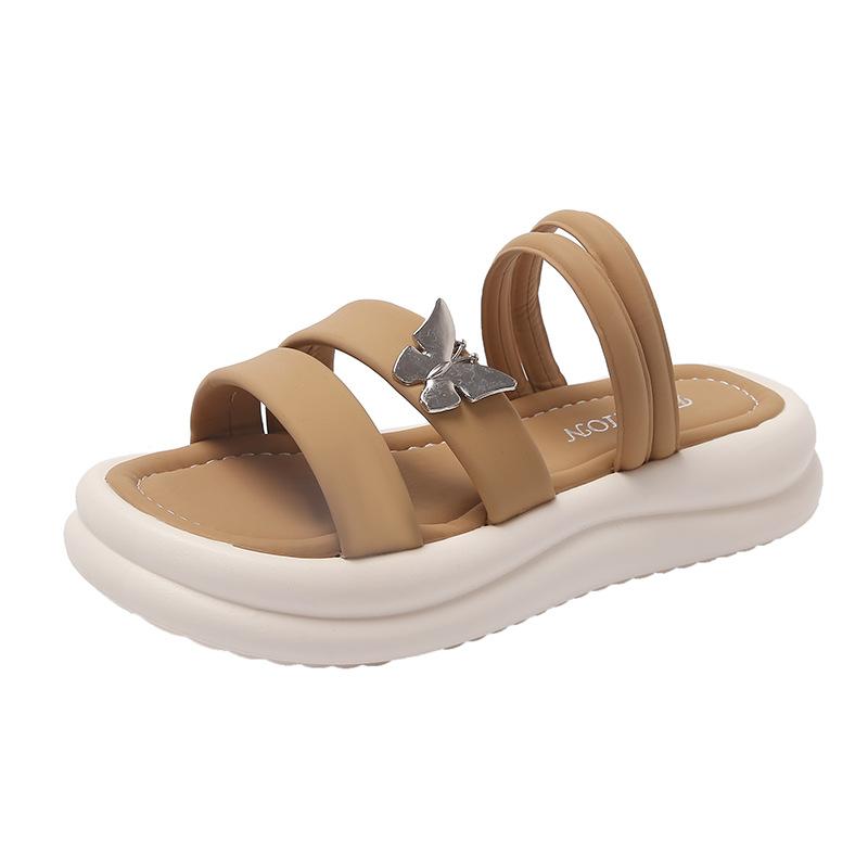Beach Fairy Sandals Female with Skirt Sandals Slippers Thick Bottom Two Wear Slippers Female Outwear Fashion Women Summer Breathable Shoes