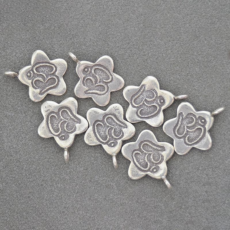 Sterling Silver Lotus Charm Pendant for DIY Bracelet Accessories