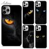 Cute Pet Black Cat Staring Eye Phone Case for iPhone 17 Air 15 16 11 12 13 14 Pro Max Plus Cover Coque Fundas Shell