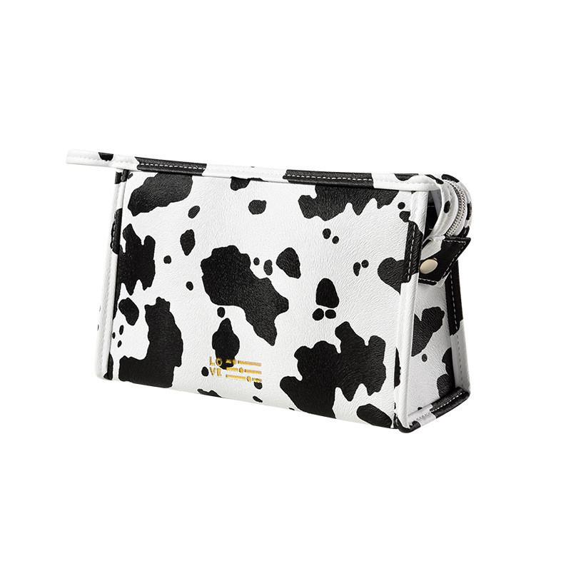 Ins Style Milk Cow Pattern Cosmetic Bag Waterproof Travel Makeup Pouch