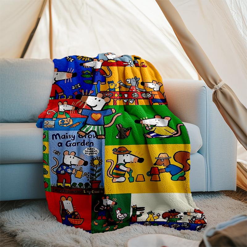Maisy Mouse Theme Printed Blanket - Perfect for Couch, Bed, Travel & Outdoor Use | Machine Washable, Cozy & Durable.