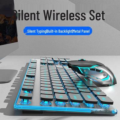 סט מקלדת ועכבר אלחוטיים Bluetooth נטענים בתחושה מכנית למחשב נייד, טלפון, טאבלט