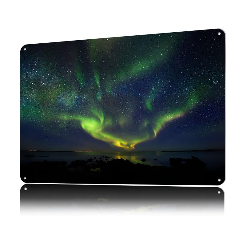 Cosmic Northern Lights Poster Customized Vintage Metal Signs Wall Art Retro Tin Plaque for Bedroom Decorations Bar Accessories