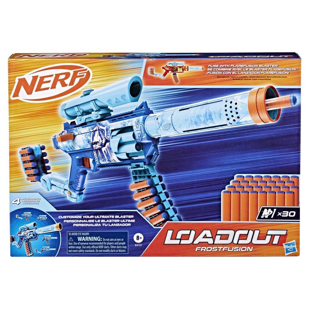 Hasbro Nerf Loadout Frostfusion Blaster with 4 Interchangeable Attachments and 30 N1 Darts, Kids' Toy & Gift, Ages 8+, G3157, Authentic