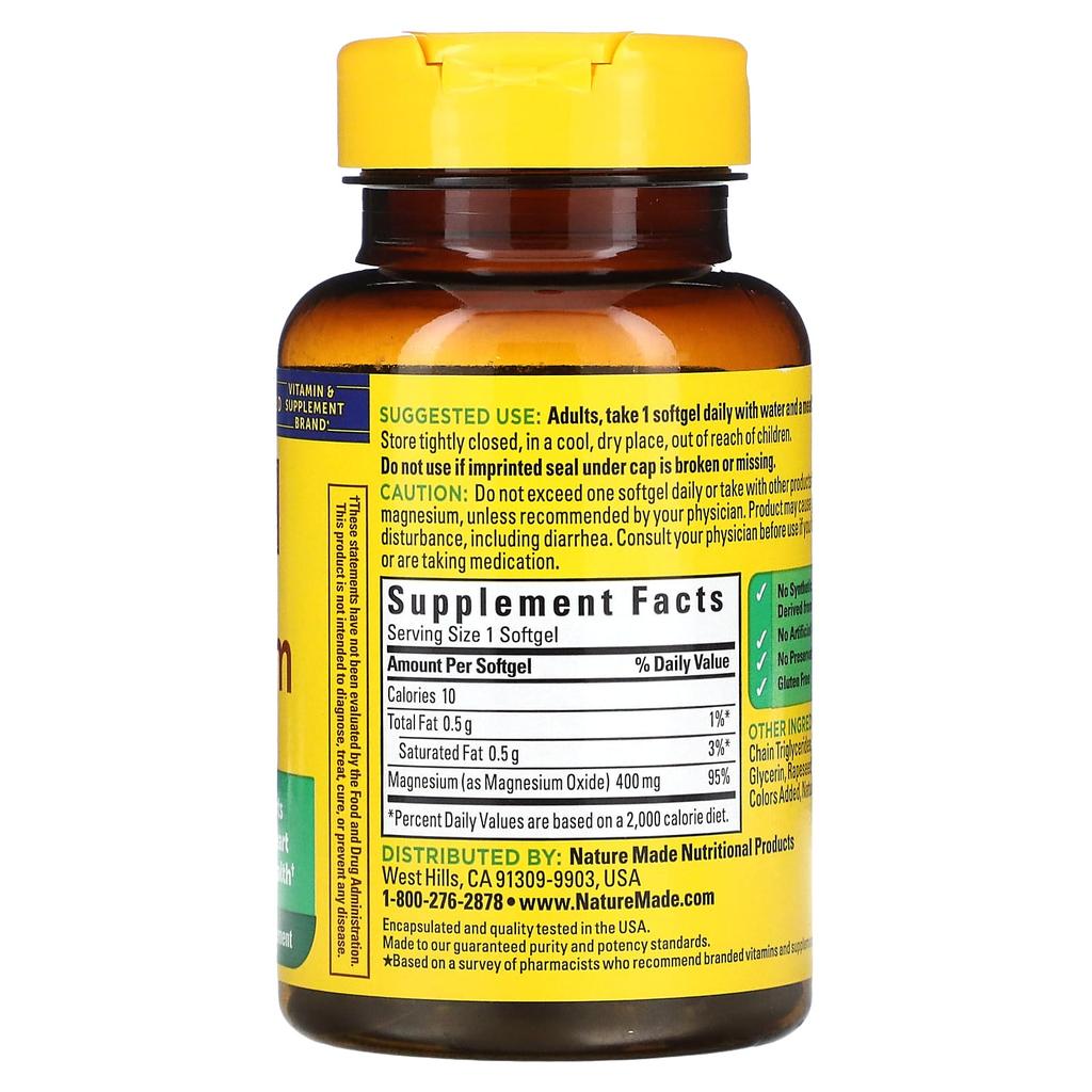 Magnesium, Extra Strength, 400Mg, 60 Softgels