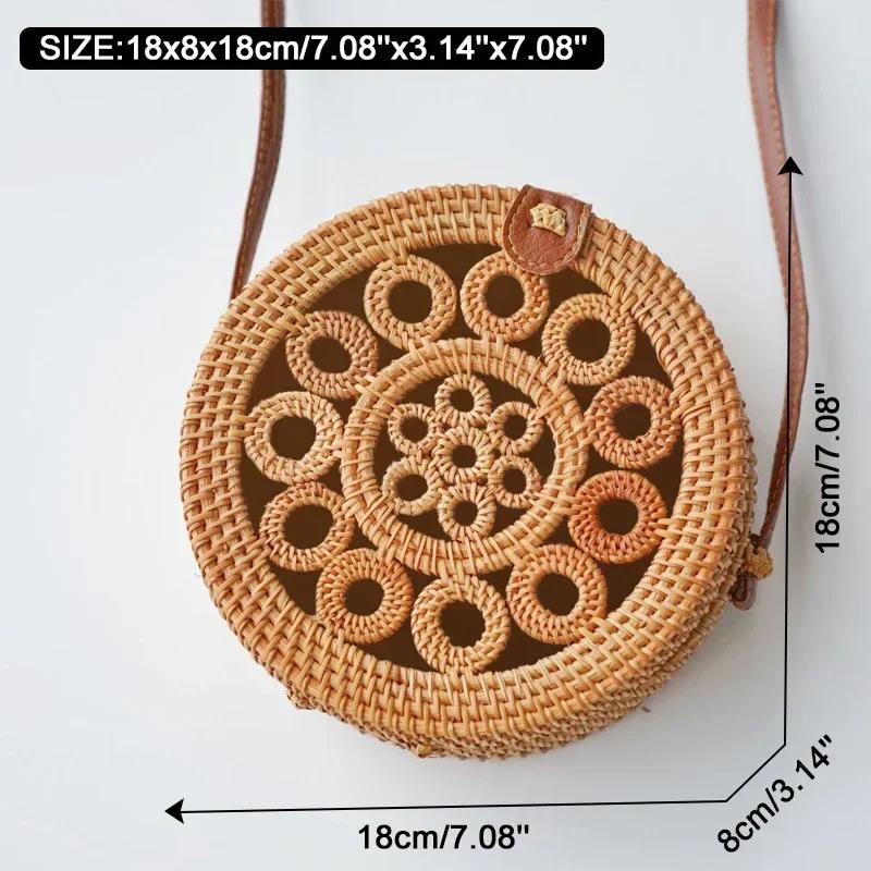 Quadratisch Rund Multi-Stroh Tasche Handtaschen Damen Sommer Rattan Tasche Handgefertigt Gewebt Strand Kreis Bohemia Handtasche